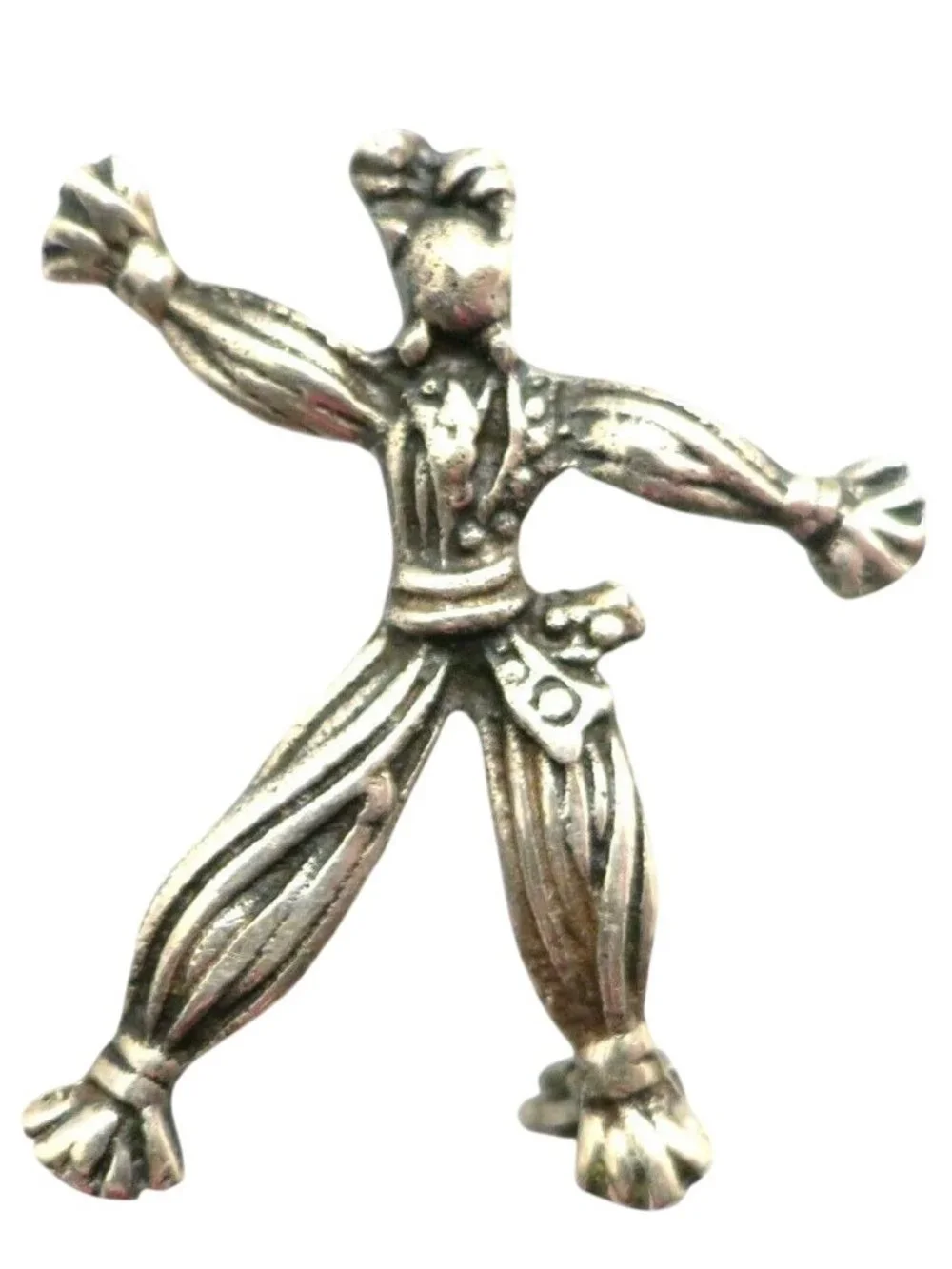 Sterling Silver Pom Pom Boy Brooch, Scarecrow Pin Vintage Unsigned, Rintintin
